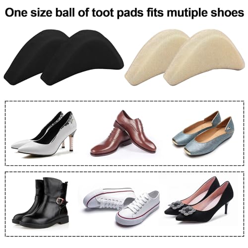 Image of Shoe Filler Inserts 5 Pairs Toe Cushion Fillers Loose Shoes Foam Toe Filler to Make Big Shoes Fit Half-Size Insoles Adjust Shoe for High Heels Dress Shoes Boots (Black and Beige)