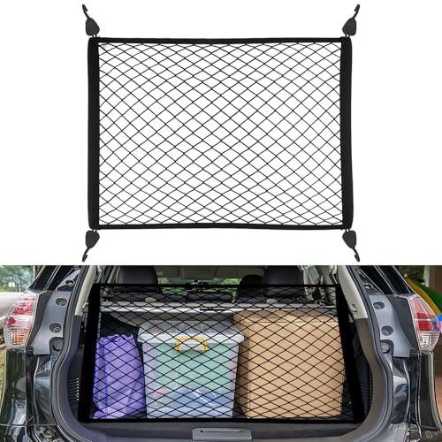 Tikplus Rete bagagli per auto, 60 x 40 cm, elastica per bagagli, rete di separazione per bagagliaio e tettuccio dell'auto