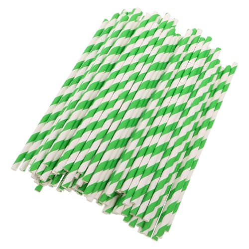 100 pitillos de papel desechables verdes con rayas miniatura 1