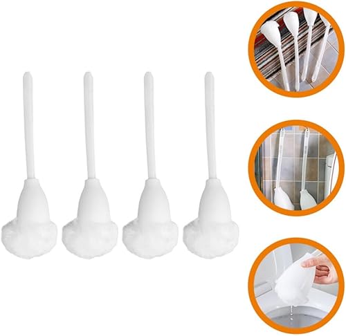Miniatura 7 de NIYANGLE 4 unids taza de inodoro fregona cepillo blanco suave hisopo inodoro fregona baño cepillo de mango largo inodoro cepillo fregona inodoro