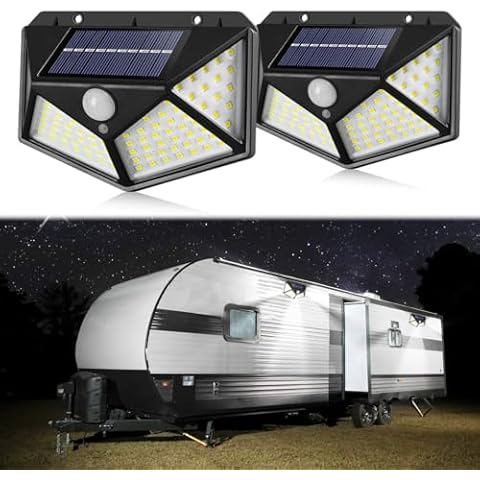 LYCARESUN Solar RV Porch Light, RV Camper Exterior LED Lighting, Waterproof Motion Activated Sensor RV Outdoor Awning Lights for Motorhome Travel, Travel Trailers, Camper（2 Pack） Cover
