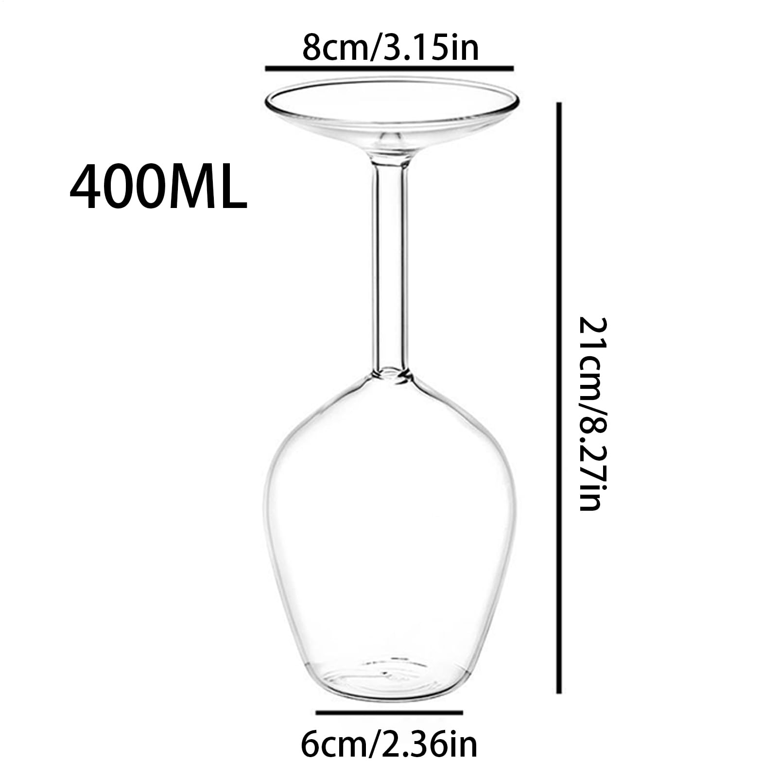 Generisch Verre à cocktail Upside Down, verre à vin retourné, verre à vin à l'envers, inversé I Inversé, pratique et résistant à la chaleur, convient pour la cuisine, le bar, la décoration