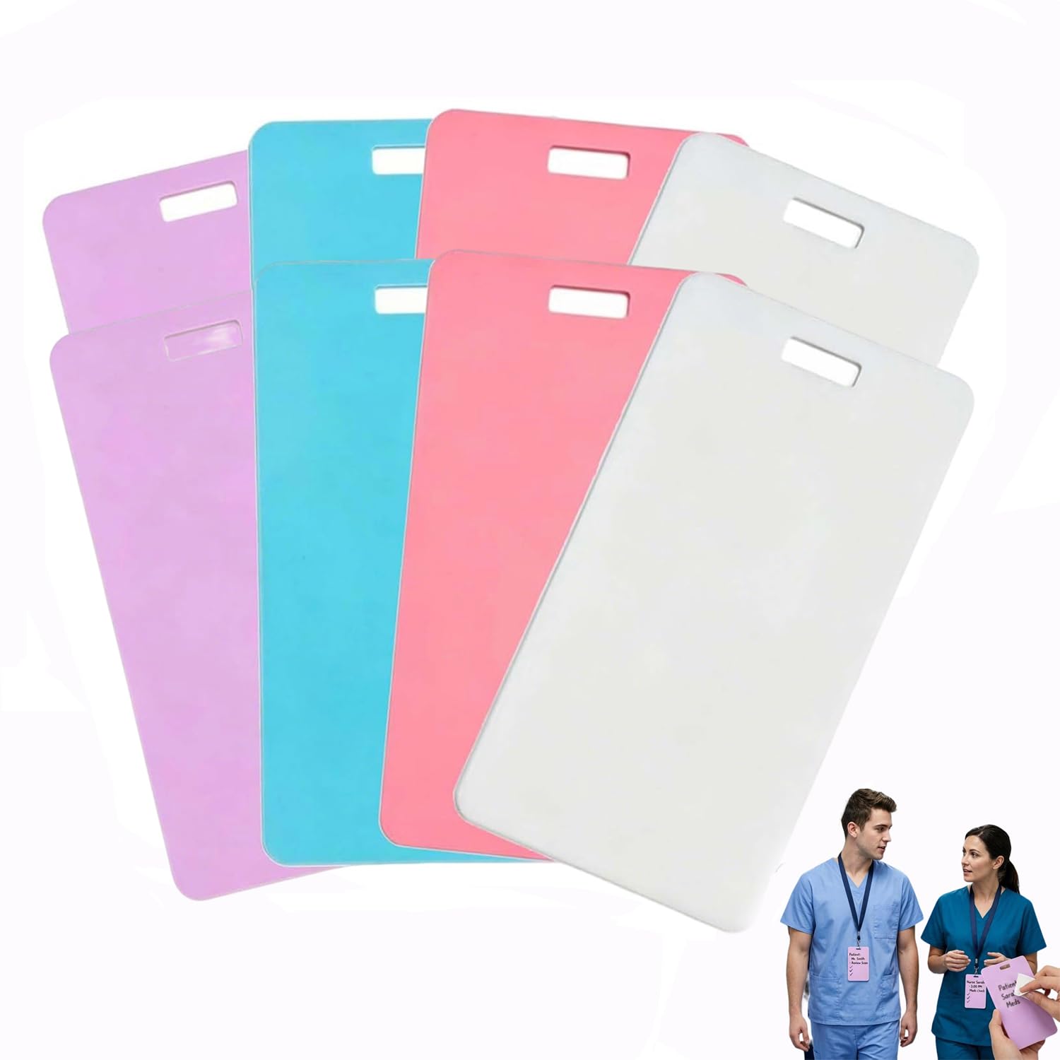 Erasable Badge Note, Reusable Silicone Vertical Horizontal Badge Buddy Notepad, Ballpoint Pen Write and Alcohol Wipeable, Lightweight ID Card Badges Reel Sticky Notes for Nurses Doctors