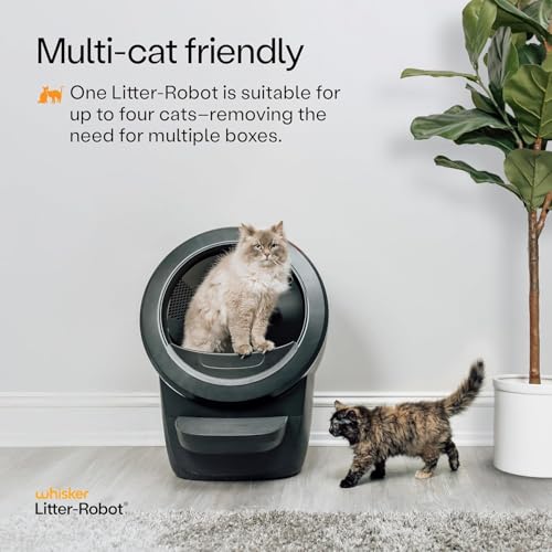 Image of Litter-Robot 4 with Step & Fence by Whisker, Black - Automatic, Self-Cleaning Cat Litter Box, Helps Reduce Litter Box Odors, Never Scoop Again, Includes 1 Year of WhiskerCare