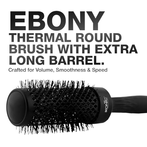 Image of Ikonic Professional Thermal Round Brush with Extra Long Barrel, Ionic Technology, Anti Frizz Styling, Curling, Volumizing & Waves for Women & Men, All Hair Types, Salon & Personal Use - TRB 43 XL
