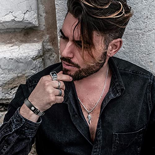 Mealguet Custom Engraving-Black Stainless Steel Mesh Wristband Adjustable Medical Alert Id Bracelets For Men Dad Buckle Adjustable #TOP5