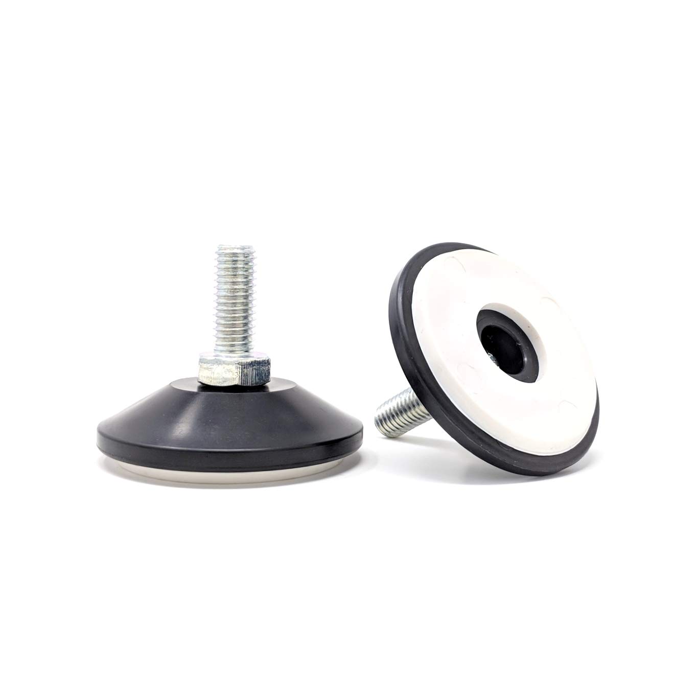 Non-Slip Adjustable Feet with Articulating Rubber Base (48mm Diameter Base, M8x20mm, Pack of 8) Weight Rated Threaded Furniture Appliance Machine Foot - Made in Germany โ image 1
