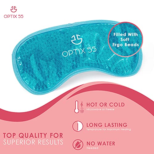 Gel Eye Mask - Hot or Cold Compress Pack Eye Therapy | Cooling Eye Mask for Dark Circles & Puffiness, Puffy Eyes, Dry Eyes, Headaches, Migraines, Sinus - Reusable Eye Face Mask | Ergo Gel Bead (Blue)