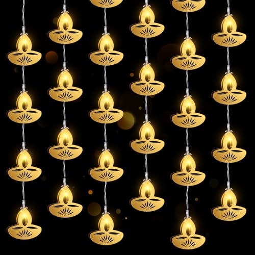 Riakrum 6 Pcs 6.56 ft Diwali String Lights Decorative Flame
