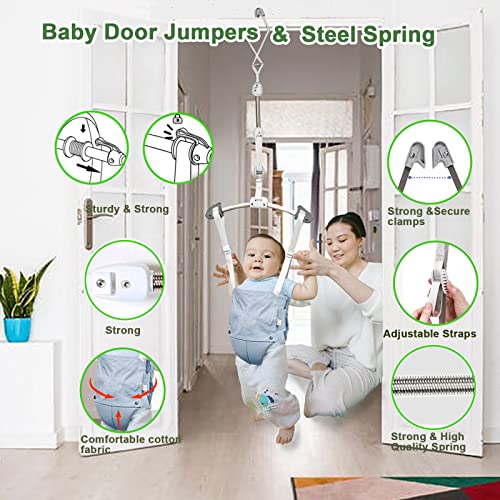 Baby Door Jumpers and Bouncers Exerciser Set with Door Clamp Adjustable Strap for Toddler Infant 6-24 Months CPC & CE Certified