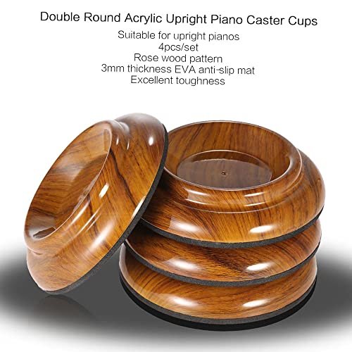 ZEYUAN 4pcs/conjunto duplo redondo acrílico Piano Vertical rodízio copos w/Rose madeira padrão & EVA