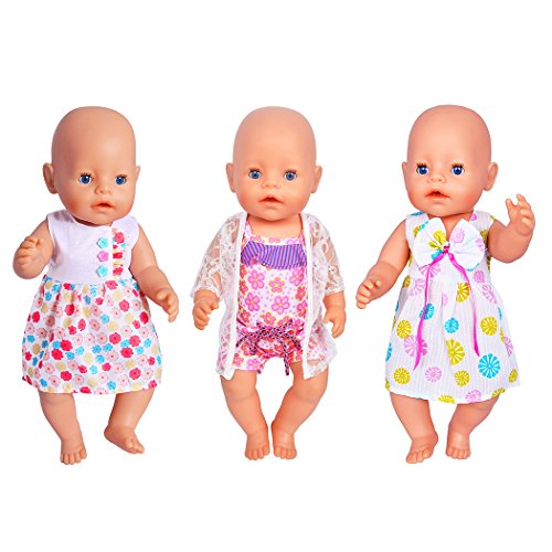ebuddy 3 Sets Doll Clothes Sets for 14 to 16 Inch Alive Baby Dolls, New Born Baby Dolls, Bitty Baby Dolls and 18 Inch American Girl Dolls
