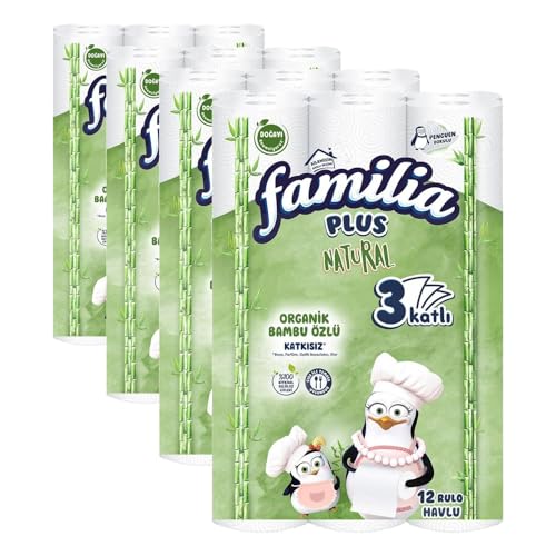 Havlu, Plus Natural Penguen, Kağıt 12'lı (4 paketi)