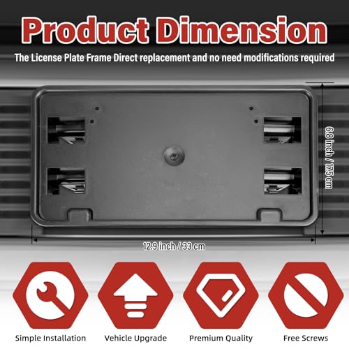 Image of License Plate Bracket Accessories for Ford F150 3.3L 5.0L 2018 2019 2020, Front Bumper License Plate Holder Replacement Frame Black Mount Type B