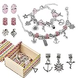 【Einfach zum Selbermachen】 - Es gibt 3 Legierungsarmbändern, 20 Metallperlen, 10 rosa Kristallperlen und 15 kleine Dekorationen. Die Armbänder lassen sich leicht abnehmen und sichern. Sie können ganz einfach Armbänder nach Ihren Wünschen herstellen.