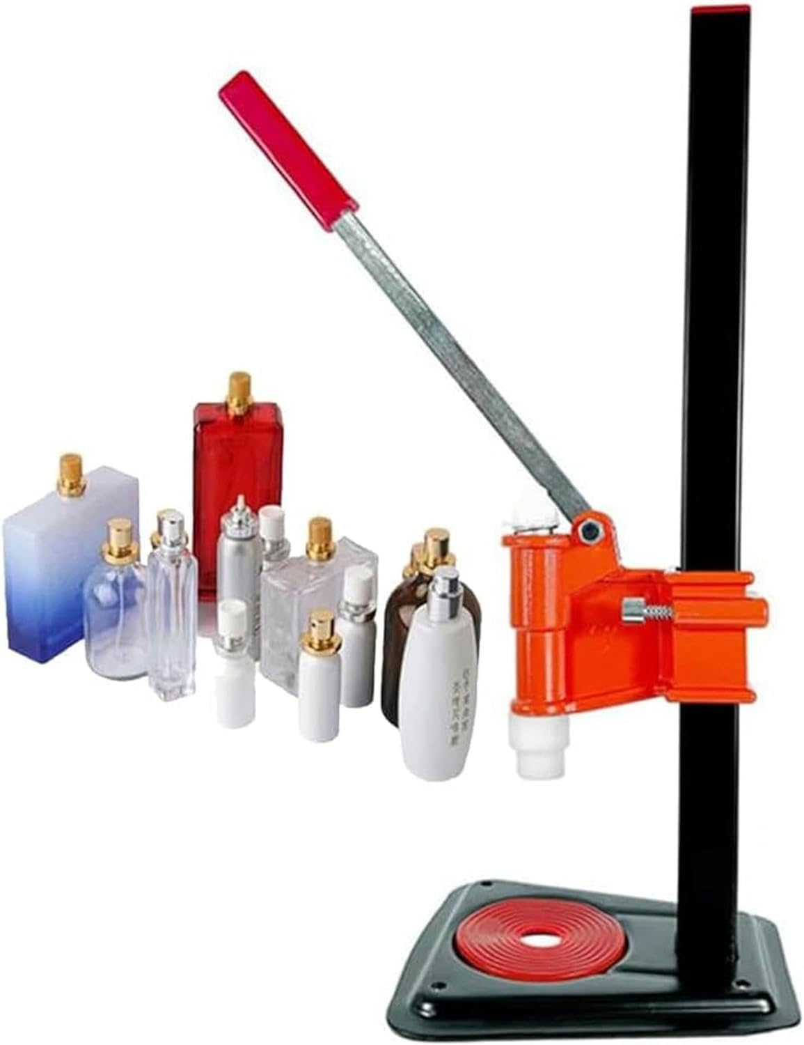 Máquina taponadora de perfume, tapadora manual de acero inoxidable para botellas de 13 a 15 mm, herramienta de sellado de perfume ajustable en altura, aplicador de tapa abatible para botellas de