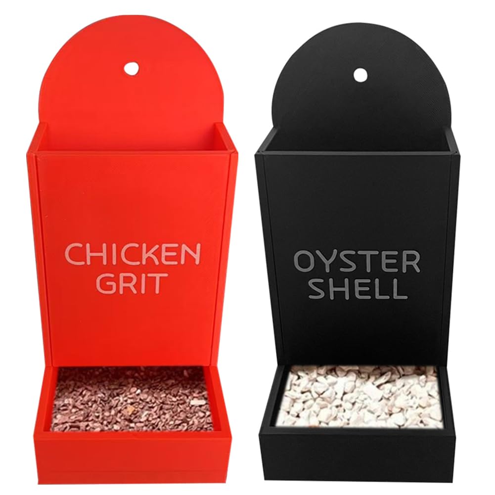Chicken Oyster Shell and Grit Feeder, Hanging Chicken Feeder Trough, Oyster Shell Feeders for Chickens, Chicken Coop Accessories, Gravity Poultry Feeder, Automatic Chicken Feeders (Set C)