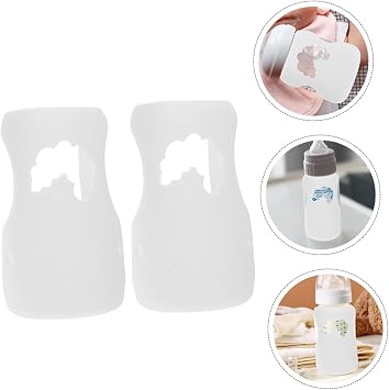 2pcs Baby Bottle Protector Sleeve Anti-Falling Silicone Cover White 270ml Nursing Bottle Accessories for Infant Safety and Heat Protection