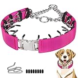 Toptakeit Pinch Prong Collar for Large Medium Small Dogs, Stainless Steel Choke Collar for Dogs with Qucik Release Buckle Rose M