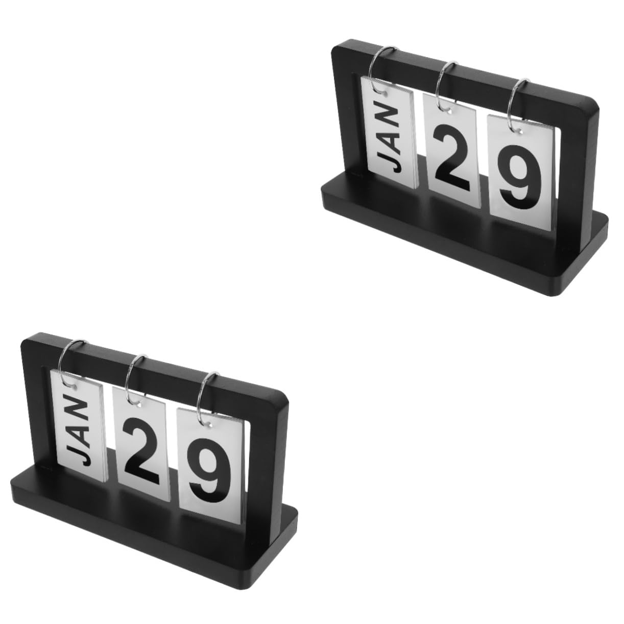 2 Pezzi Ornamento Del Calendario in Legno Calendario Della Scrivania Dell'ufficio Mese Piccola Scrivania Data Piccolo Flip Carta Nero