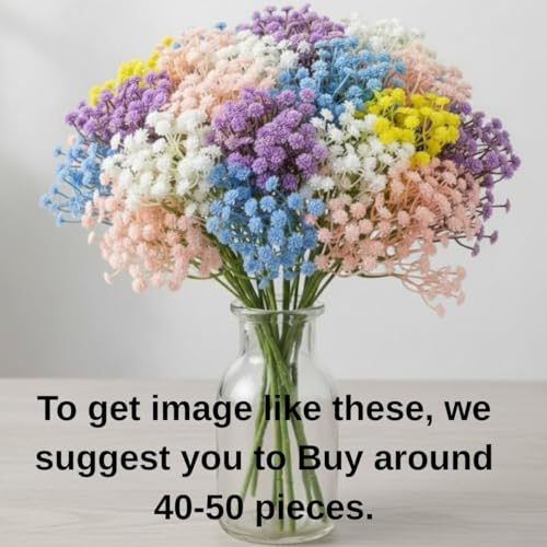 Image of SATYAM KRAFT 20 Pcs Artificial Baby's Breath Flowers (Gypsophila) Bouquet for Gifting, Home Decor, Bedroom, Table Centerpiece, DIY Craft, Wedding Decoration (28.5 cm, Without Vase) (Multi)