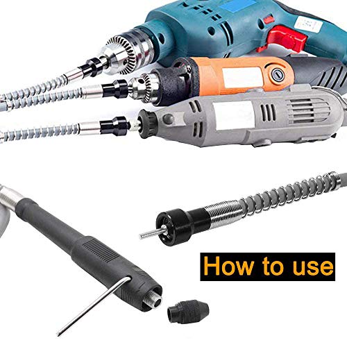 Eyech Flex Shaft Adapter Attachment Flexible Drill Shaft Extension Keyless Chuck For Rotary Grinder Tool With Wrench - 3.2Mm/1/8” #TOP6