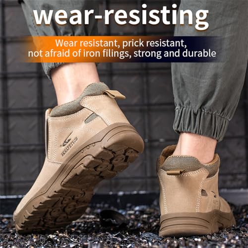 Steel Toe Boots for Men Work Boots Slip Resistant Safety Shoes Indestructible Industrial Construction Working Boots 5