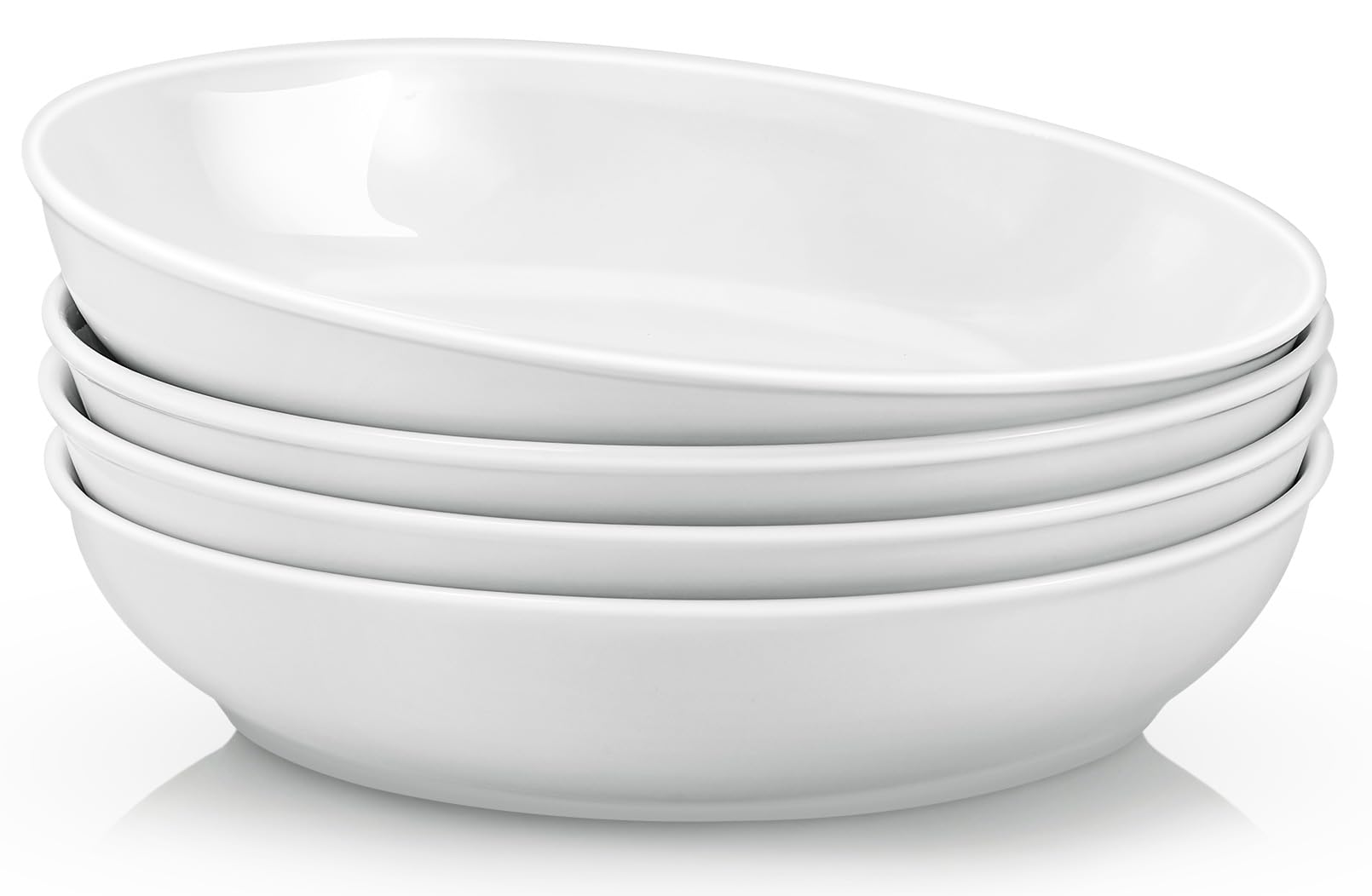 Jeffbaubl 4 piatti fondi in porcellana, ciotole per insalata bianche, per pasta spaghetti e zuppa, set di piatti per pasta, adatti al microonde e alla lavastoviglie (20 cm)