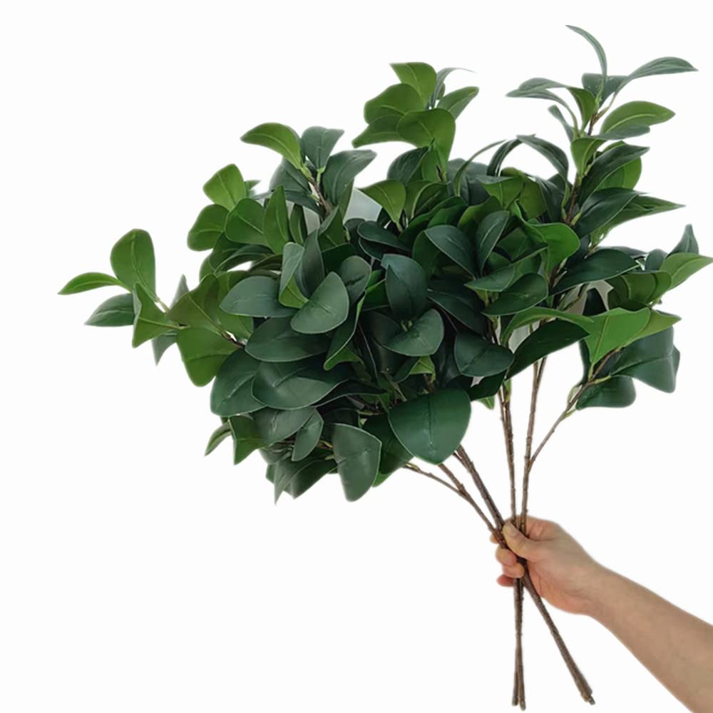 5pcs Artificial Greenery Plant Fake Peperomia Tetraphylla Faux Tree Branch Long Stem Subtropical Green Plants (Green)