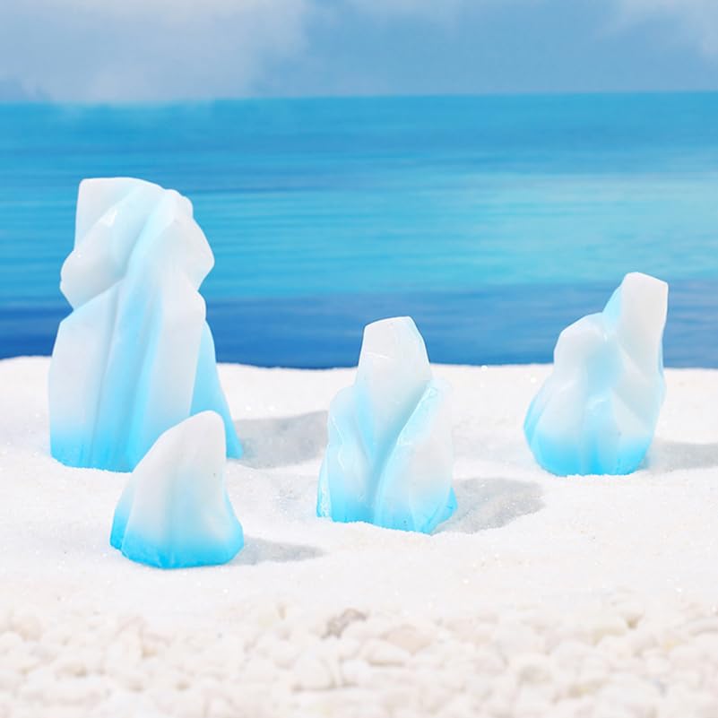 Image of UKCOCO 8-Piece Mini Resin Iceberg Aquarium Ornaments - Safe Salt & Freshwater Decor for Fish, Turtles, Reptile Tanks, Table Display