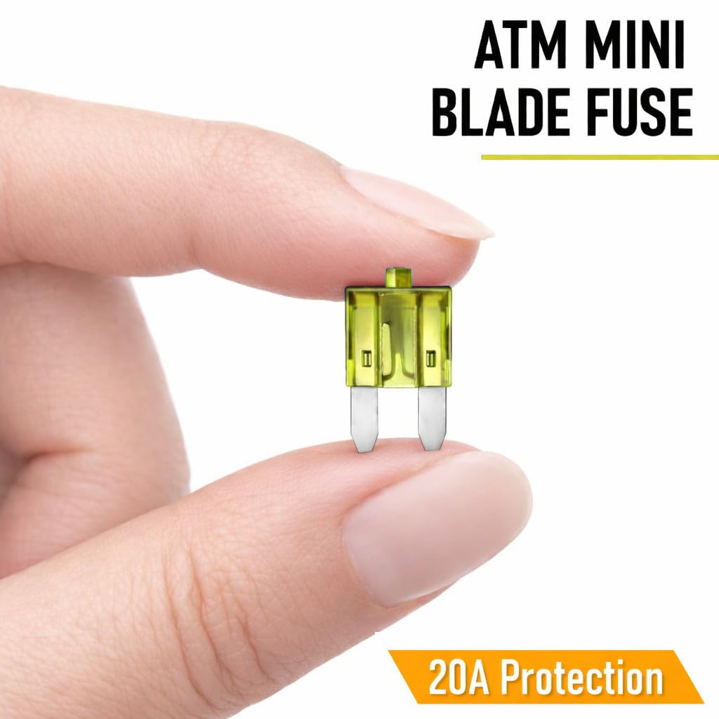 MGI SpeedWare 100-Pack MINI Smart Glow LED Blade Fuses – ATM Mini Automotive Fuses with Blown Fuse Indicator for Car, Truck, Marine & RV 12V Systems (20 AMP)