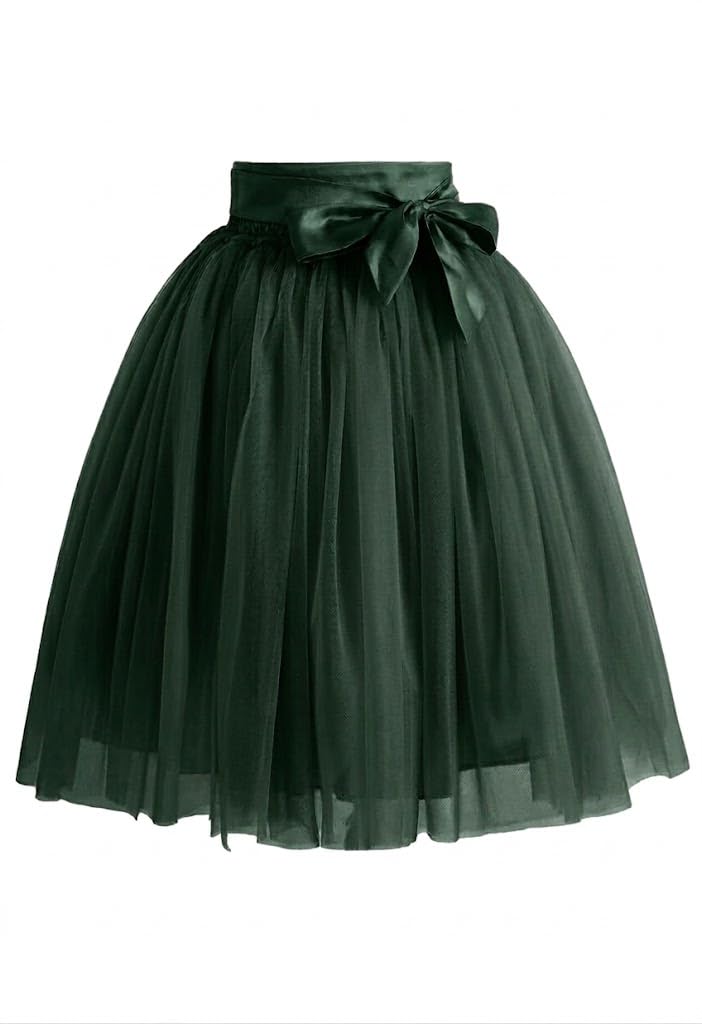 Women's Net Fabric Knee Length Readymade Mini Knee Length Skirt/Lehenga Maxi Flare-image-30