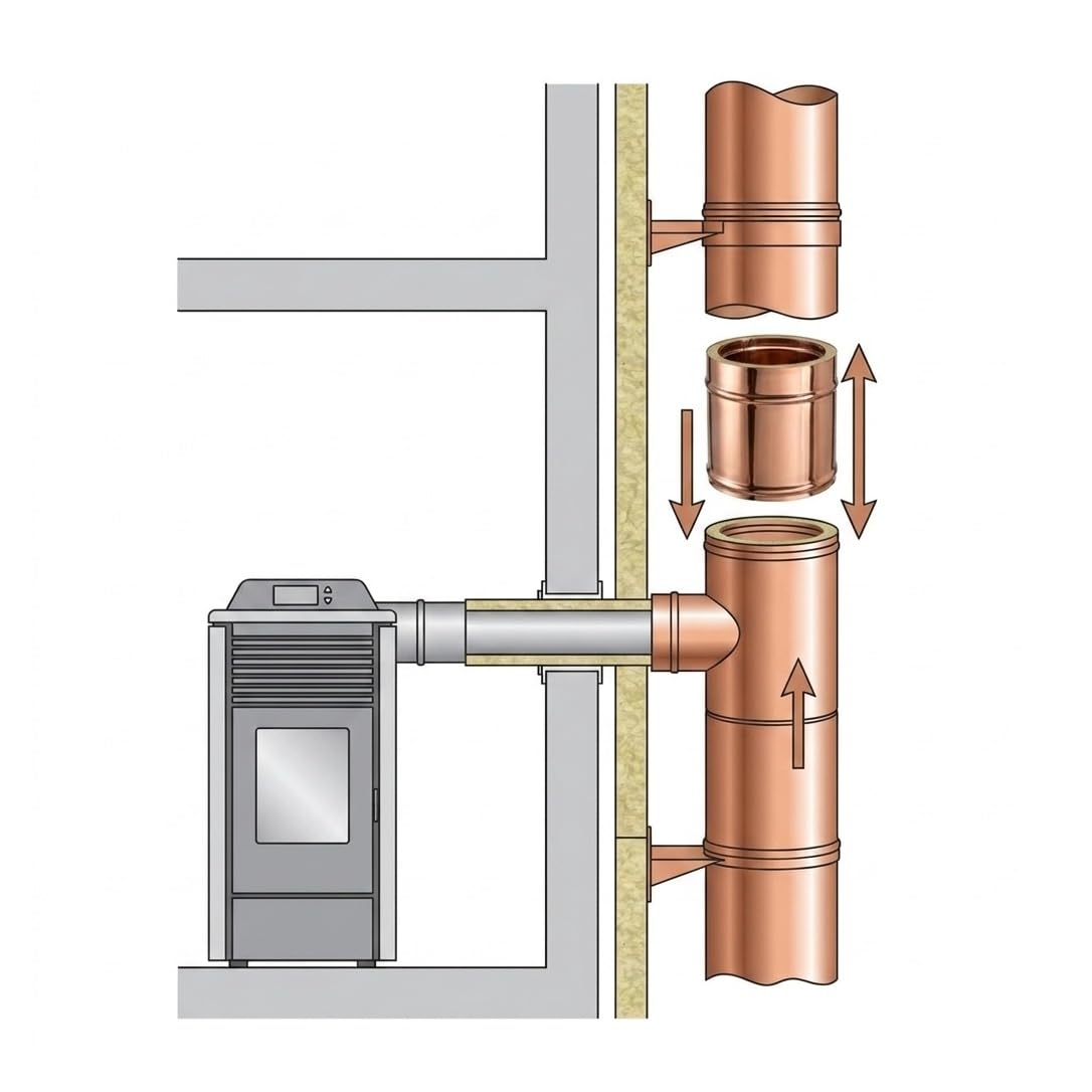 MAKA Modulo Lineare 250 mm Canna Fumaria Doppia Parete Rame Ø 130 mm