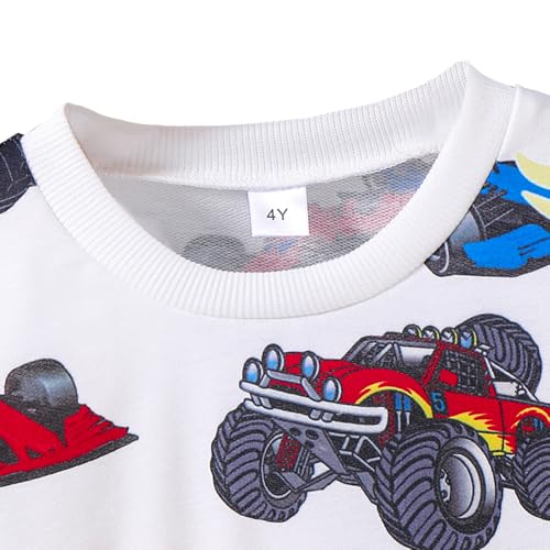 Toddler Boys Clothes-Sports Car Graphic Print Round Neck Sweatshirt-Little Boy Fall Long Sleeve Top Size(3~7 years)2