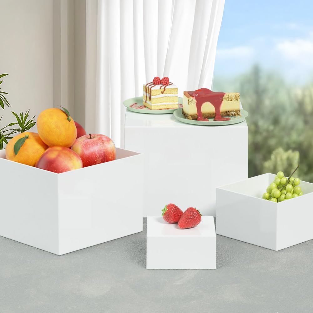 Lot de 8 Presentoir Aperitif Buffet Cube, Presentoir Gateau en Acrylique, Support Gateau polystyrene Supports de Buffet Mariage pour Traiteur, Dessert, Bijoux, Figurines, Bonbons, Aliments