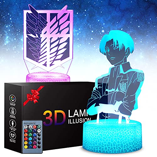 2 Patterns Attack on Titan Levi Ackerman 3D Anime Lamp - Attack on Titan Toys for Kids Room Decor, 16 Color Change with Remote Timer,Christmas and Birthday Gifts for Kids, Boys, Girls 2 Patterns Attack on Titan Levi Ackerman 3D Anime Lamp - Attack on Titan Toys for Kids Room Decor, 16 Color Change with Remote Timer,Christmas and Birthday Gifts for Kids, Boys, Girls