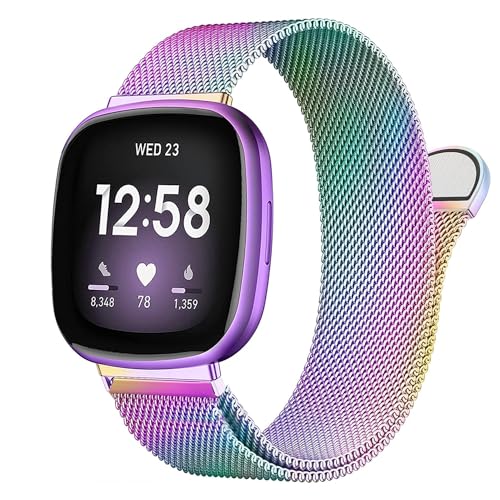 Issinlky Metal bracelet Compatible with Fitbit Versa 3/Fitbit Versa 4, Stainless Steel Replacement bracelet for Fitbit Sense 2/Fitbit Sense Smartwatch