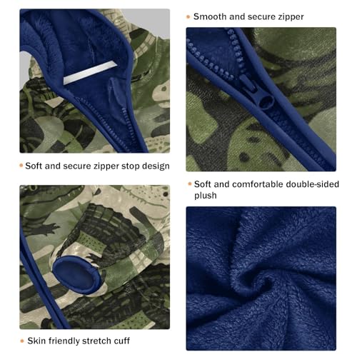 Alligator Pattern in Camouflage Toddler Fleece Jacket Girl Boys Hooded Fleece Jacket Coat Warm Outwear Zip-up 3-10T3