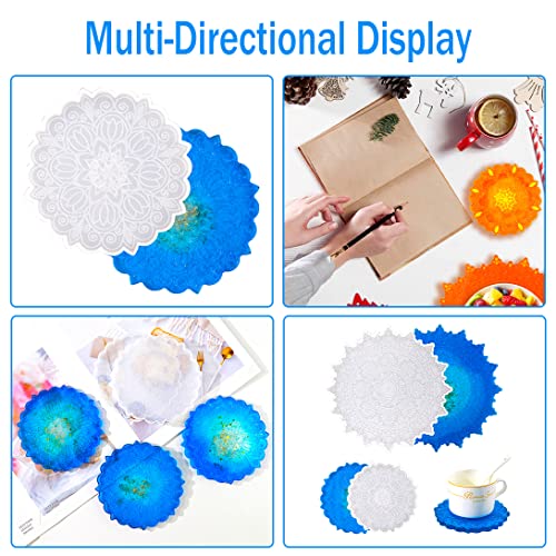 Koonafy 3 Pcs Resin Tray Moulds, Mandala Coaster Epoxy Molds, Flower Jewelry Tray Moulds Silicone - Image 3