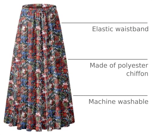 Image of NASHALYLY Women's Chiffon Elastic High Waist Pleated A-Line Flared Maxi Skirts