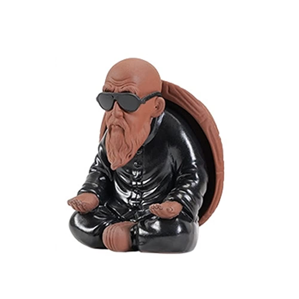 Infusor de té de malla fina de cerámica, infusor para té suelto, colador de malla fina, estatua de monje, decoración de mesa de té, filtro de té A04