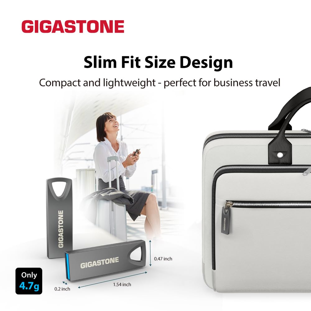 【GIGASTONE】 USB 32GB Pack de 5, Z70 USB 3.2 Gen 1 Flash Drive, Confiable para PC y Mac, Metal Impermeable, Mini y Robusto, Compatible con Interfaz USB 2.0 / USB 3.0 / USB 3.1