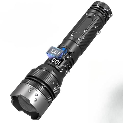 2-in-1 Strong Flashlight (Power Bank), Digital display ofpower, Rechargeable, Zoomable,, X4Waterproof,Adjustable Brightness Flash Light for Outdoor, Emergency,Camping Accessories, Black TiktokShopSpringGlowUp Lighting