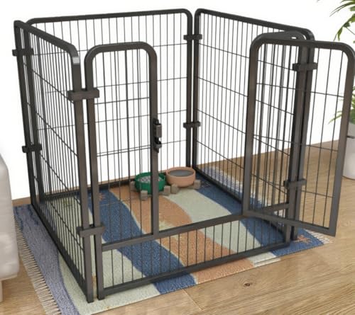 ULOVEJOY ペットサークル ドッグケージ 溶接ゲージ 犬用ゲージ 室内用 屋外用 保護 飼育 贈り物 犬小屋 犬用品 ?物?子 犬のゲージ 小型犬用 中型犬用 大型犬用ドアペットフェンス組み立てが簡単ツール不要 (ブラック4ピース 60*60*60c