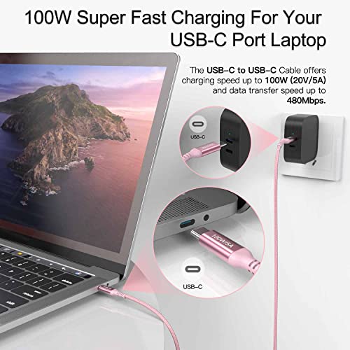100W Usb C To Usb C Cable 15Ft Long Pink, Usbc To Usbc, Awnuwuy (20V/5A) Type C Pd Fast Charging Power Charger Cord Compatible With Ipad Pro 2021/2020, Samsung S22 S21 Ultra Note 20, Pixel, Macbook M1 #TOP5