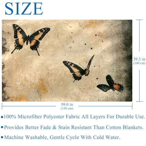 Couverture papillon douce et chaude pour lit et canapé de 150x100 cm - 6