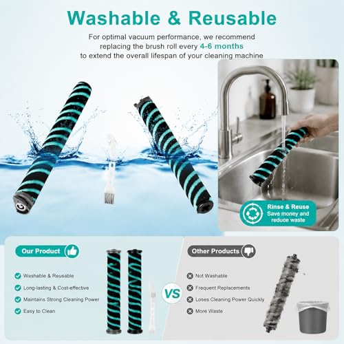 Image of AZ4002 Soft Brush Roller Replacement for Shark Detect Pro /Shark Power Detect Upright Vacuum AZ4000 AZ4002 AZ4000C, 2 Roller Brush,4 Odor Neutralizer Cartridge and 1Clening Brush