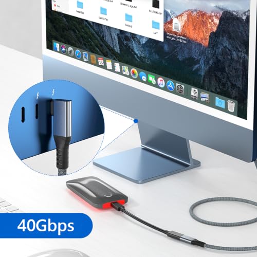 Image of UseBean USB C Extension Cable 240W 2FT, Right Angle USB 4 & Thunderbolt 4 Extension Cable, 40Gbps 8K@60Hz Video, Type C Male to Female USBC Extender Cord, for iPhone 17, MacBook, iPad Pro, Galaxy S25