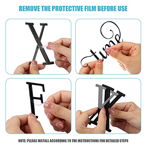 Junkin Frameless Large 3D Diy Wall Clock, Giant Roman Numerals Clock Mirror Large Wall Sticker Clock For Home Living Room Bedroom Office Wall Decorations, Adjustable Size, Black #TOP2