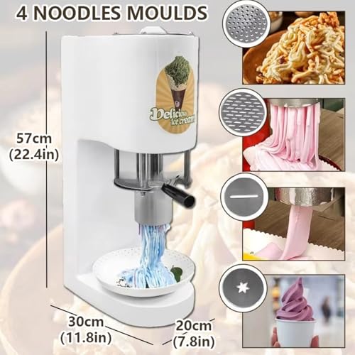 twostronking Eiscreme-Nudelmaschine Aus Edelstahl, 80-W-Eiscreme-Presse, Mit 4 Verschiedenen Nudelformen, 28–30 L/H, Geeignet Für Eisdielen Und Dessertläden – Bild 4